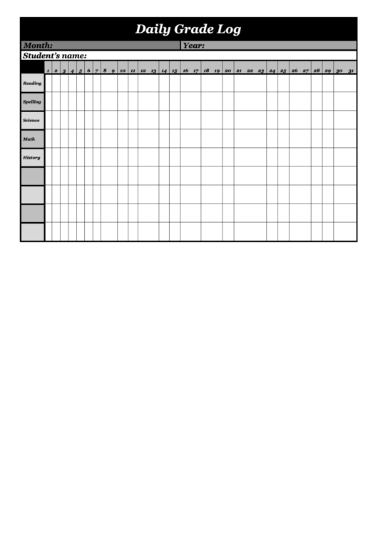 Teacher Daily Grading Chart Printable pdf