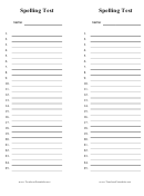 25 Point Spelling Test Template
