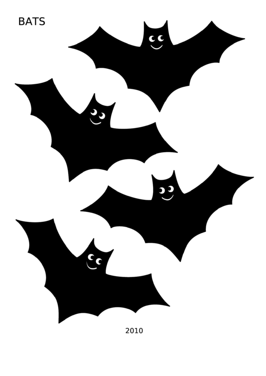 Bats Template - Black Printable pdf
