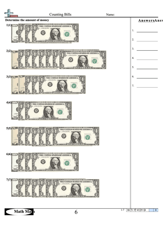 Counting Bills Worksheet Printable Pdf Download