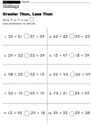 Greater Than, Less Than - Challenge Math Worksheet With Answer Key