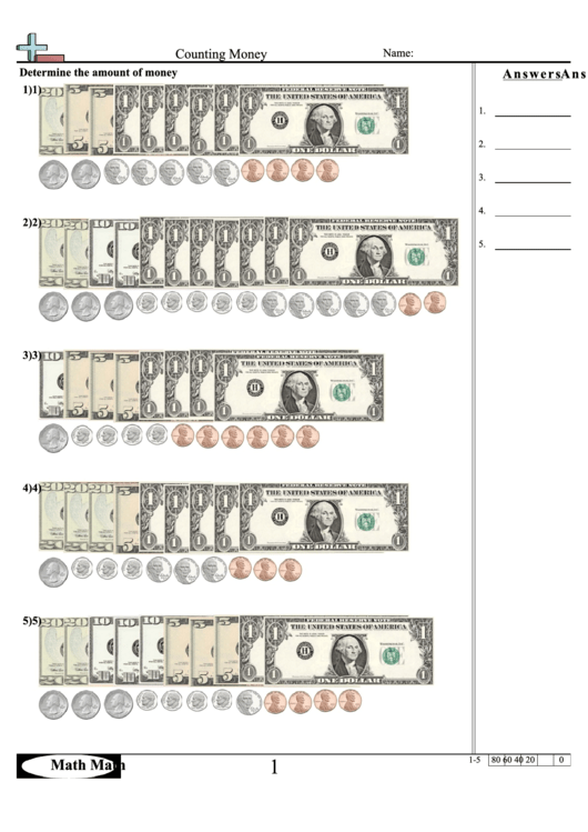 Counting Money Worksheets Printable pdf