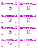Five Reward Buck Template - Pink