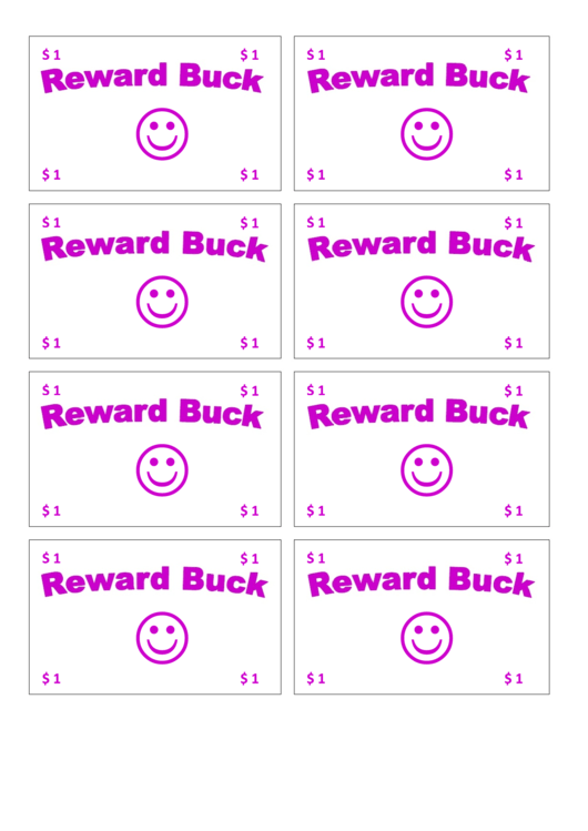 One Reward Buck Pink Template Printable pdf