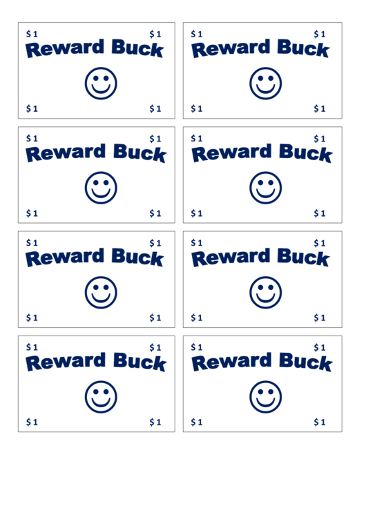One Reward Buck Blue Template Printable pdf