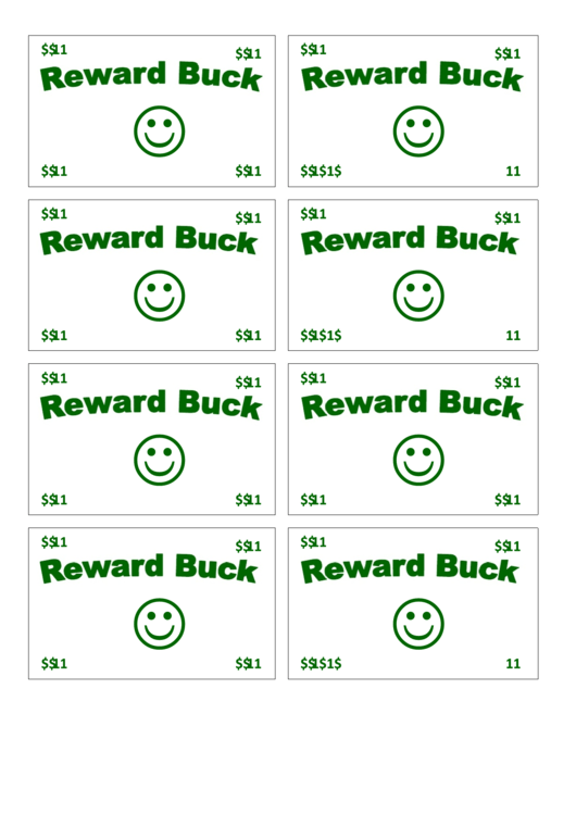 One Reward Buck Template Printable pdf