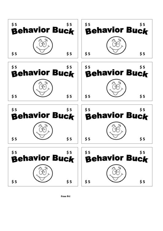 Behavior Bucks Template Printable pdf