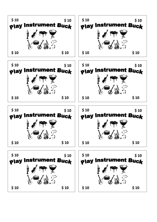10 Play Instrument Bucks Template Printable pdf