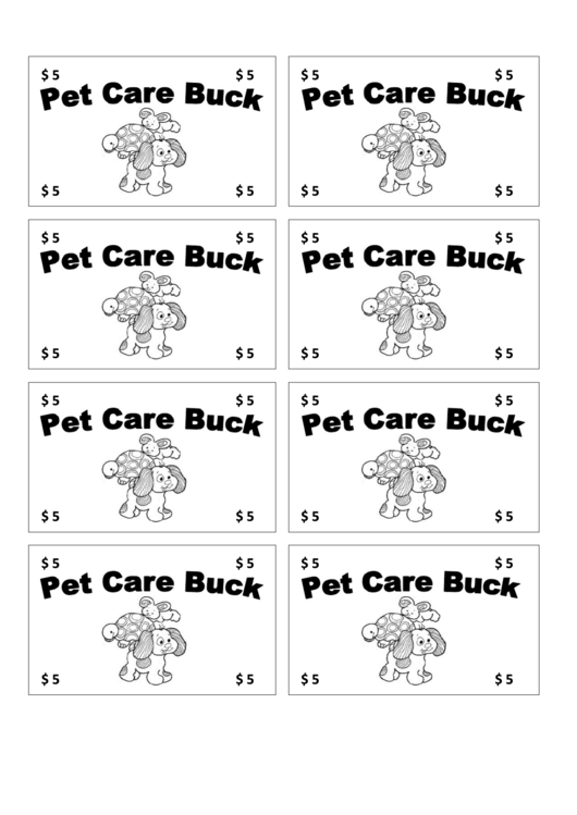 Pet Care Buck Five Template Printable pdf
