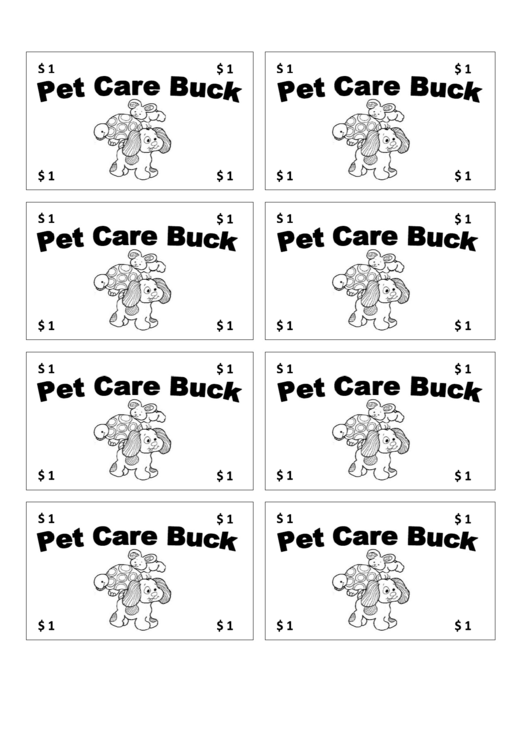 One Pet Care Buck Template Printable pdf