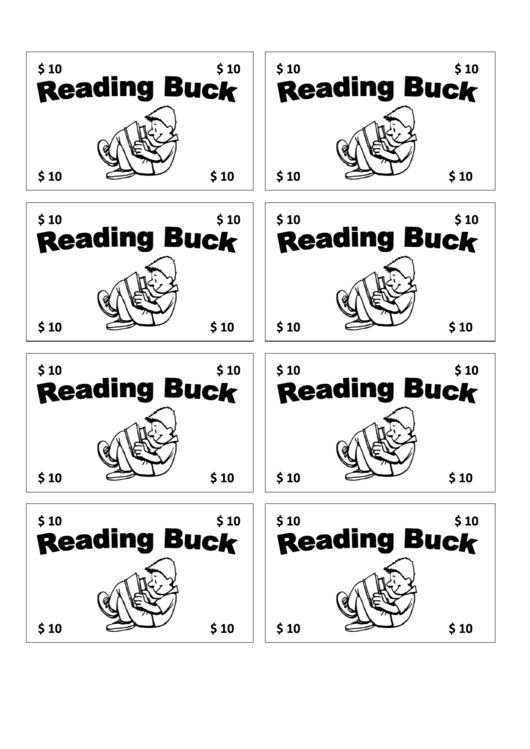 10 Reading Bucks Template Printable pdf