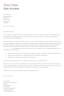 Sales Assistant Cover Letter Template