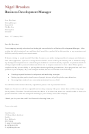 Business Development Manager Cover Letter Template