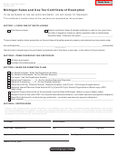 Form 3372 - Michigan Sales And Use Tax Certificate Of Exemption - 2005