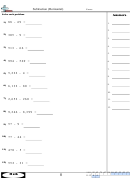 Subtraction (horizontal) Math Worksheet