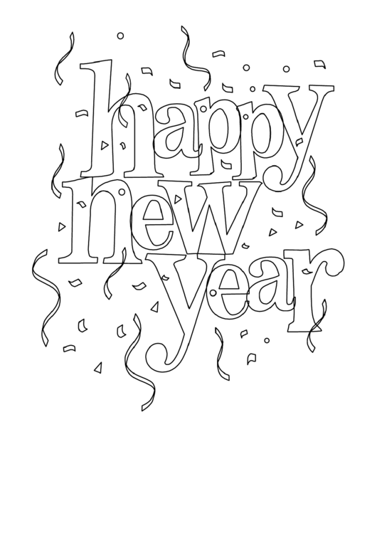 Coloring Sheet - Happy New Year Printable pdf