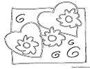 Flowers And Hearts Coloring Sheet