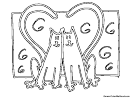 Cats And Heart Coloring Sheet