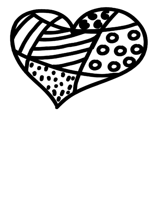 Patchwork Heart Coloring Sheet Printable pdf