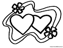 Hearts With Ribbon Coloring Sheet
