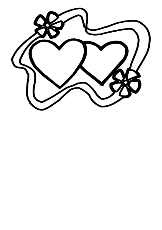 Hearts With Ribbon Coloring Sheet Printable pdf