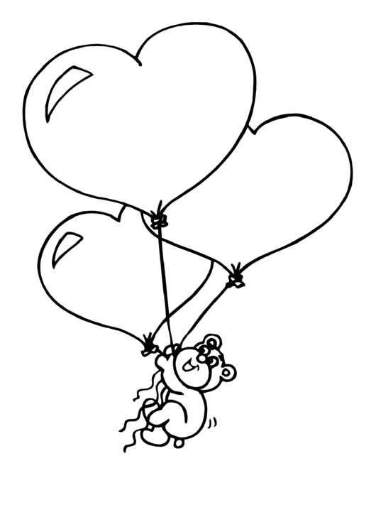 Heart Balloons Coloring Page Printable pdf