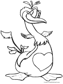Bird With Heart Coloring Page