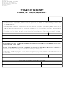Form Dr 2090 - Waiver Of Security Financial Responsibility January 2001