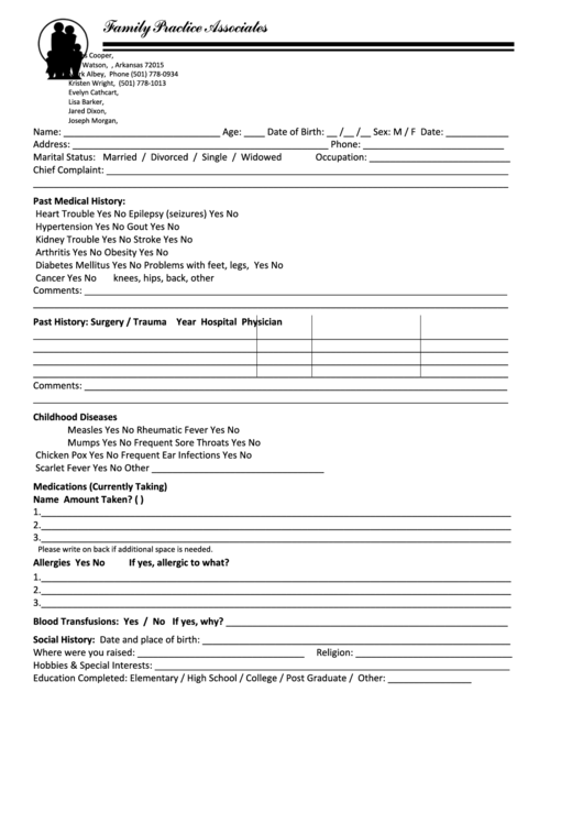 Patient Registration Information Form Printable pdf