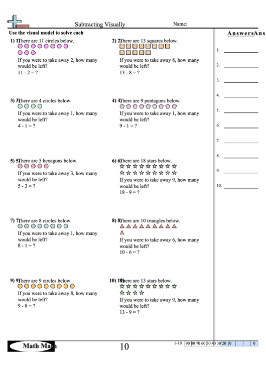 Math Subtracting Visually Sheet printable pdf download