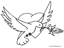 Heart, Dove And Rose Coloring Sheet