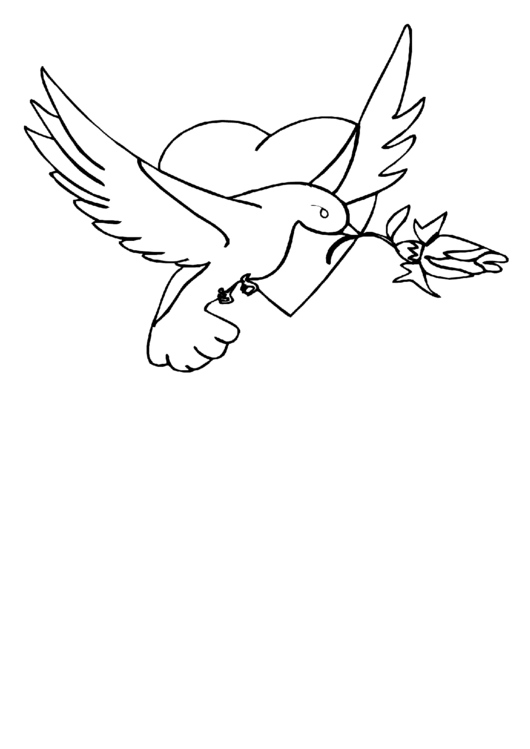 Heart, Dove And Rose Coloring Sheet Printable pdf