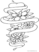 Heart And Flowers Tattoo Coloring Sheet