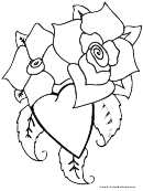 Heart And Roses Coloring Sheet