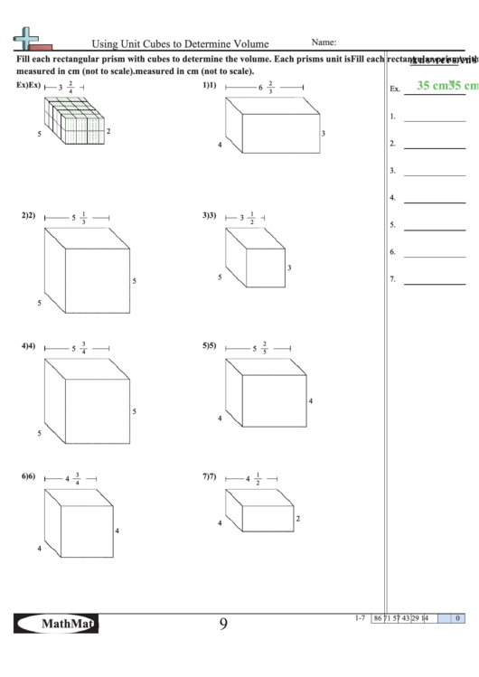 Volume With Unit Cubes Worksheet