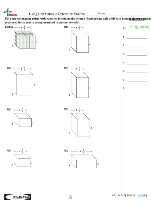 Using Unit Cubes To Determine Volume Worksheet Printable pdf