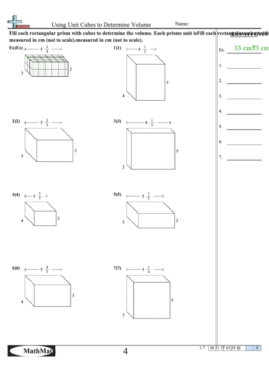 Using Unit Cubes To Determine Volume Worksheet Printable pdf