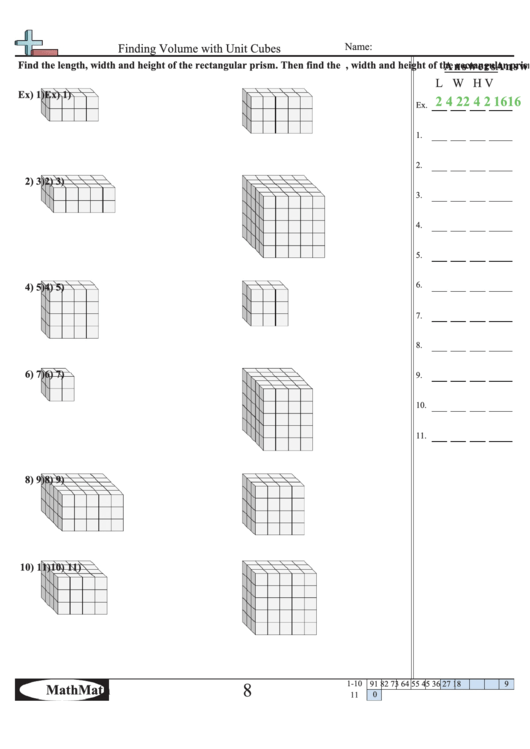 Finding Volume With Unit Cubes Worksheet