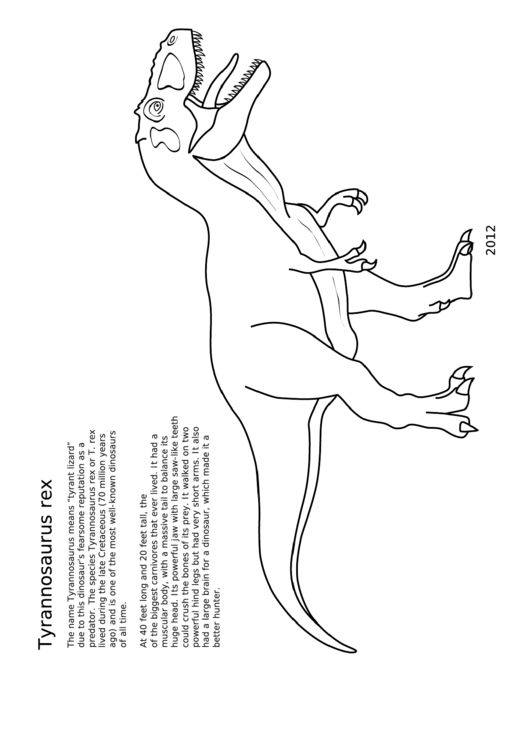Coloring Sheet - Tyrannosaurus Rex Printable pdf