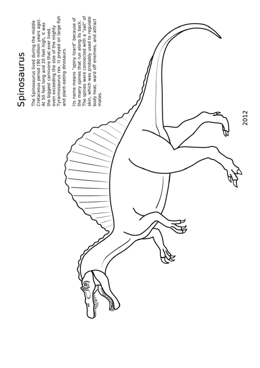 Coloring Sheet - Spinosaurus Printable pdf