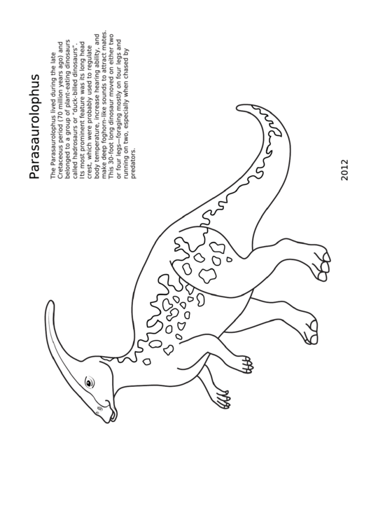 Coloring Sheet - Parasaurolophus Printable pdf
