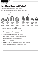 How Many Cups And Plates - Challenge Math Worksheet With Answer Key Printable pdf