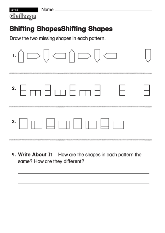 Shifting Shapes - Challenge Worksheet With Answer Key Printable pdf