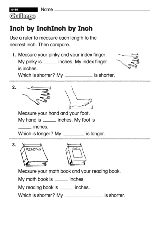 Inch By Inch - Challenge Worksheet With Answer Key Printable pdf