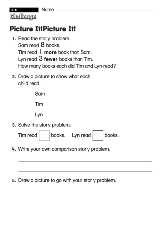 Picture It! - Challenge Worksheet With Answer Key Printable pdf