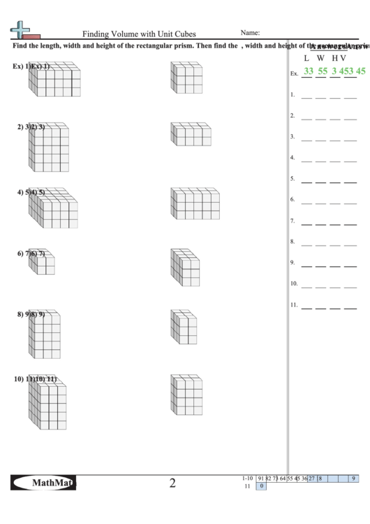 Finding Volume With Unit Cubes Worksheet printable pdf download