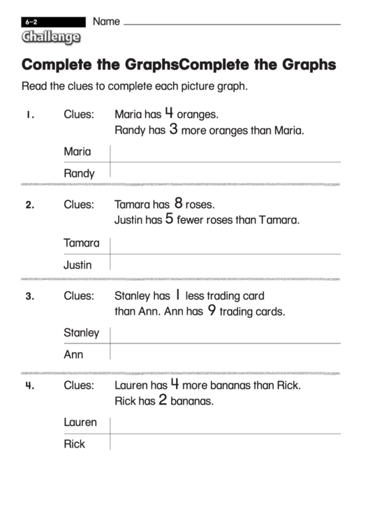 Complete The Graphs - Challenge Worksheet With Answer Key Printable pdf