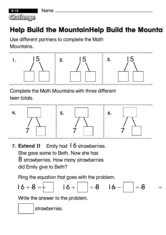 Help Build The Mountain Challenge Worksheet With Answer Key Printable Pdf Download