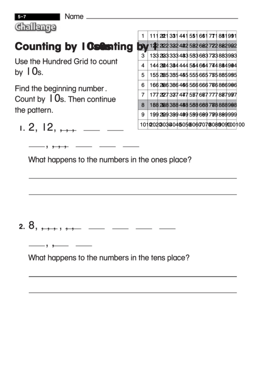 Counting By 10s Worksheet With Answer Key Printable pdf