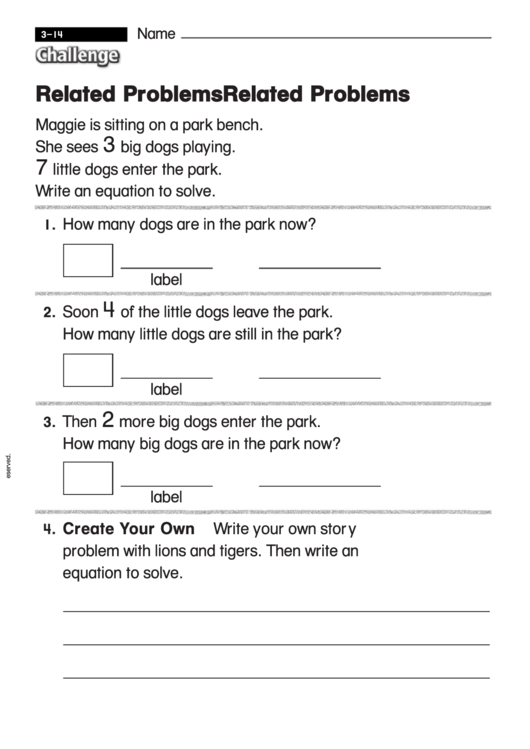 Related Problems - Challenge Worksheet With Answer Key Printable pdf